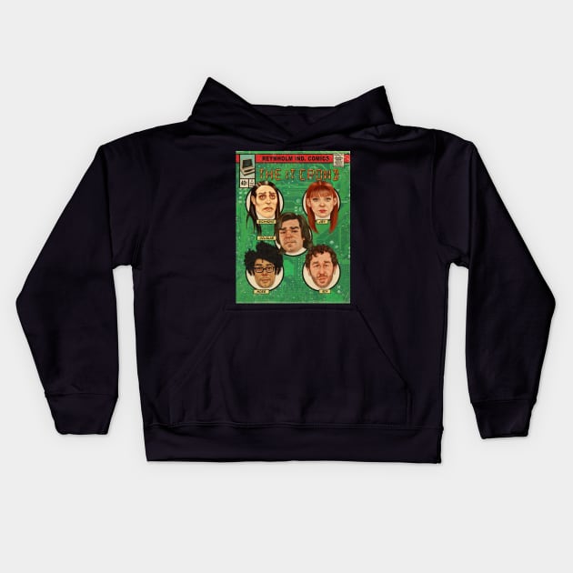 IT Crowd Comic Cover Kids Hoodie by Cleggart